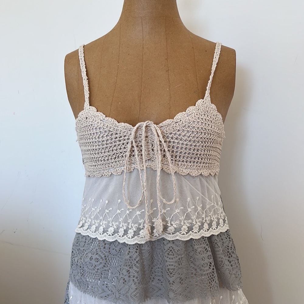 Cream white and grey dress